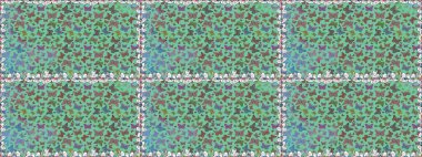 Farklı renkte kelebeklerden kusursuz. Fantezi renkli resimler koleksiyonu. Raster illüstrasyonu. Tasarım için Raster Kelebekleri. Giysi biçimi için yeşil arkaplanda dekor.