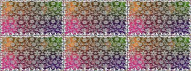 Raster illüstrasyonunda kusursuz çiçek deseni. Düz Çiçek Elementleri Tasarımı. Gri renkli çiçekler. Renkli Bahar Teması Kusursuz Arkaplan.