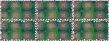 Küçük çiçekteki sevimli çiçek deseni. Yeşil renkte çiçekler.