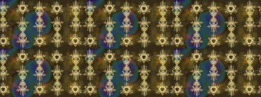 Kar taneleri, radyal kahverengi, gri ve yeşil renkler. Renkli arka planda güzel kar taneleri. Raster illüstrasyonu..