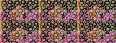 Çiçek arkaplan. Çiçek kolajı. - Siyah çiçekler. Çiçek kompozisyonu. Küçük çiçekte güzel bir desen var. Raster deseni. Doğa.