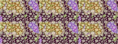 Raster illüstrasyonundaki çiçek desenli çizim. Suluboya tarzında kahverengi renkte çiçekler.