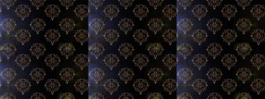 Çiçeklerle suluboya desenli çiçek deseni. Raster illüstrasyonu. Siyah, gri ve kahverengi renkli Asya tekstili.