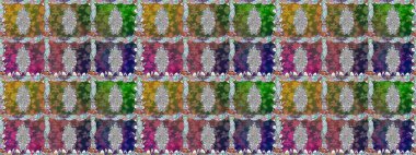 Modern çiçek arkaplanı. Halk tarzı. Parlak renkli çiçekleri ve yeşil renkli yaprakları olan kusursuz çiçek desenleri. Moda baskıları için zarif bir şablon.