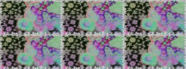 Raster illüstrasyonunda kusursuz çiçek deseni. Renkli Bahar Temalı Kusursuz Arkaplan. Gri renkli çiçekler. Düz Çiçek Elementleri Tasarımı.