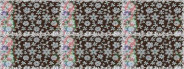 Gri ve mor renkli çiçekler. Çiçekle kusursuz desen. Renkli Bahar Temalı Kusursuz Arkaplan. Düz Çiçek Elementleri Tasarımı.