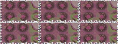 Raster illüstrasyonu. Kusursuz çiçek deseni duvar kâğıdı olarak kullanılabilir. Kahverengi renkte çiçekler.