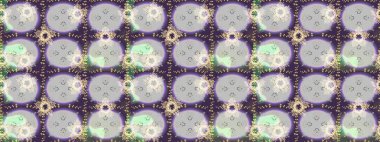 Kar tanelerinin soyut arkaplanlı Noel şablonu. Tarafsız, gri ve mor kar taneleri. Raster illüstrasyonu. Noel ve Yeni Yıl moda baskıları için tatil tasarımı.