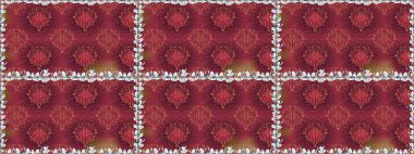 Kırmızı ve kahverengi renkte çiçekler. Düz Çiçek Elementleri Tasarımı. Çiçeksiz desenli arka plan, yaz çiçekleri. Renkli Bahar Teması Kusursuz Arkaplan.