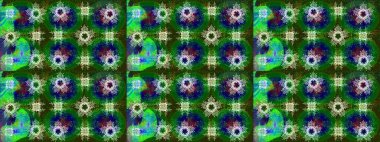 Sihirli yeşil, mavi ve gri tatil soyut arka plan yıldız ve düşen kar taneleri. Noel yeşili, mavi ve gri. Raster illüstrasyonu.