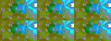 Asya tekstil tarzında. Çiçek desenli çizim. Raster illüstrasyonu. Düz Çiçek Elementleri Tasarımı. Güzel kumaş deseni. Renkli Bahar Teması çizim şablonu.