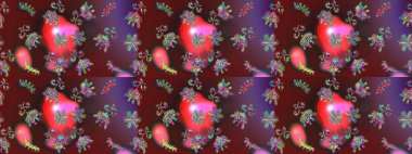 Fantezi çiçekli kusursuz desen, doğal duvar kağıdı, çiçek desenli kıvrım çizimi. Paisley el çizimi elementler. Ev dekoru.