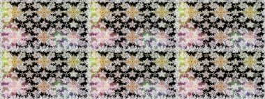 Asya tekstil tarzında. Düz Çiçek Elementleri Tasarımı. Renkli Bahar Temalı Kusursuz Arkaplan. Güzel kumaş deseni. Kusursuz çiçek deseni. Raster illüstrasyonu.