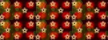 Kahverengi, kırmızı ve siyah renkler üzerine tasarım. Raster kış deseni. Raster illüstrasyonu. Çiçek Elementleri ile soyut arkaplan.