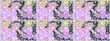 1950-1960 motifleri. El çizimi çiçek unsurları olan soyut, dikişsiz raster deseni. Retro tekstil tasarım koleksiyonu. Çiçekli ipek eşarp. Nötr üzerine nötr.