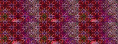 Kar tanelerinin soyut arkaplanlı Noel şablonu. Kırmızı kar taneleri. Raster illüstrasyonu. Noel ve Yeni Yıl moda baskıları için tatil tasarımı.