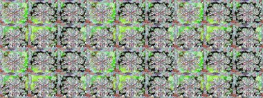 İşlemeli çiçekli, dikişsiz desen. Parmak izi, kumaş, duvar kâğıdı, tekstil için raster dokusu. Renkli grunge koloni çiçekleri ile soyut arkaplanı zenginleştirir.