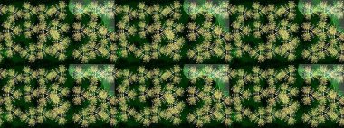 Raster illüstrasyonu. Mavi, yeşil ve siyah renkte kristal kar taneleri.