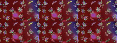 Kış konsepti Düz yatıyordu. Kış şablonu kırmızı, mor ve kahverengi renkte kar tanesinden yapılmıştır. Raster illüstrasyonu.