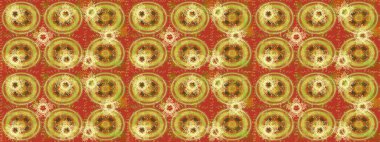 Düz yatıyordu. Raster illüstrasyonu. Kış konsepti Turuncu, sarı ve kahverengi renkte kar tanelerinden oluşan kış deseni.