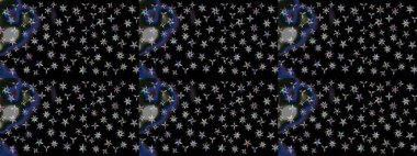 El çizimi çiçekli soyut çizim kalıbı. Siyah renkli çiçekler. Raster illüstrasyonu.