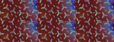 Kışın sembolü, mutlu noeller, mutlu yeni yıl kutlaması Raster illüstrasyonu. Basit bir kar tanesi. Kırmızı, kahverengi ve mor renkte şirin kar taneleri. Soyut duvar kağıdı, ambalaj dekorasyonu.