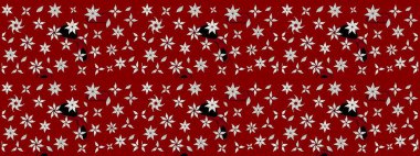 Raster illüstrasyonu. Şirin çiçekli eskiz deseni ve kırmızı renklerde yapraklar, suluboya çiçek deseni, duvar kağıdı, kart veya kumaş için fayanslı.