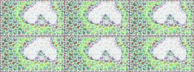 Raster illüstrasyonu. Tarafsız ve yeşil renklerdeki renkli kelebeklerin kusursuz arka planı. Tekstil, duvar kağıtları, web sayfası arkaplanları, yüzey dokuları için mükemmel.