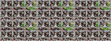 Raster Floral Illustration, Asyalı tekstil. Gri ve nötr renklerde etnik çiçeklerle kusursuz bir desen..