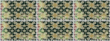 1950-1960 motifleri. Çiçekli ipek eşarp. El çizimi çiçek unsurları olan soyut, dikişsiz raster deseni. Tarafsız ve gri, tarafsız ve gri. Retro tekstil tasarım koleksiyonu.