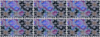 Elle çizilmiş çiçek deseni (fayans). Şirin çiçekli, desenli, gri ve mavi renklerde renksiz bir desen. Tekstil için suluboya desensiz.