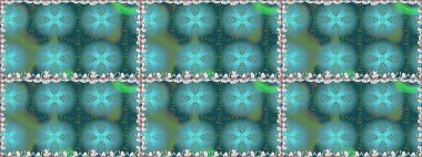 Raster düz çiçekleri pürüzsüz desen. Hediye ambalaj kağıdı, tebrik kartları, posterler ve pankart tasarımı. Mavi renkte çiçekler.