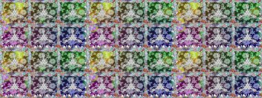 Raster illüstrasyonunda kusursuz çiçek deseni. Tarafsız renklerde çiçekler.