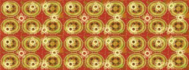 Düz yatıyordu. Raster illüstrasyonu. Kış konsepti Turuncu, sarı ve kahverengi renkte kar tanelerinden oluşan kış deseni.