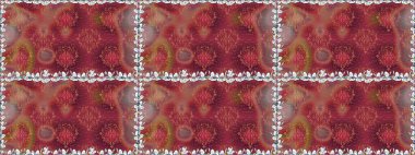 Modern çiçek arkaplanı. Halk tarzı. Parlak renkli çiçekleri ve kırmızı renklerde yaprakları olan kusursuz çiçek desenleri. Moda baskıları için zarif bir şablon.