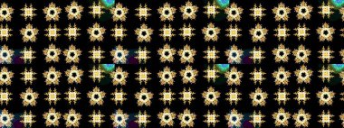 Siyah, sarı ve kahverengi renkli kar taneleri. Raster illüstrasyonu. Yılbaşı Biçimi.