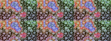 Kahverengi üzerine kahverengi. El çizimi çiçek unsurları olan soyut çizim raster deseni. Çiçekli ipek eşarp. Retro tekstil tasarım koleksiyonu. 1950 'ler-1960' lar motifleri.