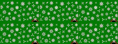 Yumuşak, yeşil renkli bahar çiçekleri. Raster illüstrasyonu. Raster çiçek desenli ve çiçekli..