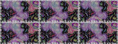 Düz Çiçek Elementleri Tasarım Raster illüstrasyonu. Çiçeksiz desenli arka plan. Tarafsız ve siyah renklerde çiçekler. Renkli Bahar Teması Kusursuz Arkaplan.