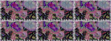 Tarafsız ve siyah çiçekli kusursuz desen, suluboya çiçek deseni, güzel çiçek, duvar kağıdı, kart veya kumaş için fayanslı. Raster - stok.