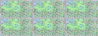 Kusursuz desen. Kumaş, tekstil, baskı ve davetiye için arka plan. Raster illüstrasyonu. Mavi ve yeşil renkte güzel renkli kelebekler..