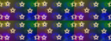 Raster kar taneleri arka plan. Renk arka plan üzerinde izole soyut kar taneleri ile düz tasarım. Snowflakes desen. Raster resim. Kar tanesi renkli desen.