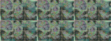 Raster Floral Illustration, Asyalı tekstil. Gri renkli etnik çiçeklerle kusursuz bir desen..