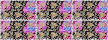 Gri renkli geleneksel Arapça dekor. Çiçekli süslemeli, pürüzsüz bir desen. Süslü dantel iz sürücü. Duvar kâğıdı için altın süslü bir illüstrasyon. Doğu tarzında vintage tasarım ögesi.