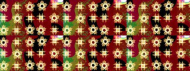 Düz Çiçek Elementleri Tasarımı. Sevimli çiçek raster deseni. Kırmızı renkte çiçekler. Renk Bahar Teması eskiz şablonu.