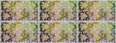 Kusursuz ortaçağ çiçek deseni. Doğum günü kartı, davetiye ya da afiş için iyidir. Tarafsız renklerde altın. Raster illüstrasyonu. Dekoratif simetri arabesk.