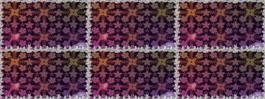 Düz Çiçek Elementleri Tasarımı. Kahverengi renkli çiçekler. Renkli Bahar Temalı Kusursuz Arkaplan. Raster illüstrasyonunda kusursuz çiçek deseni.