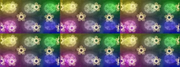 Raster illüstrasyonu. Noel stili. Yeşil, nötr ve mor renkte kar taneleri.