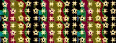 Siyah, kahverengi ve kırmızı renkte çiçekler. Düz Çiçek Elementleri Tasarımı. Renkli Yaz Temalı eskiz kalıbı. Raster illüstrasyonunda çiçek deseni çizimi.