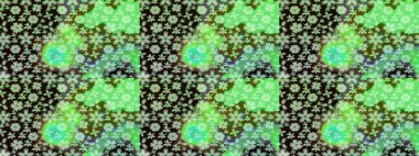 Yeşil renklerde. Raster illüstrasyonu. Yeşil renkte yeşil papatya deseni.